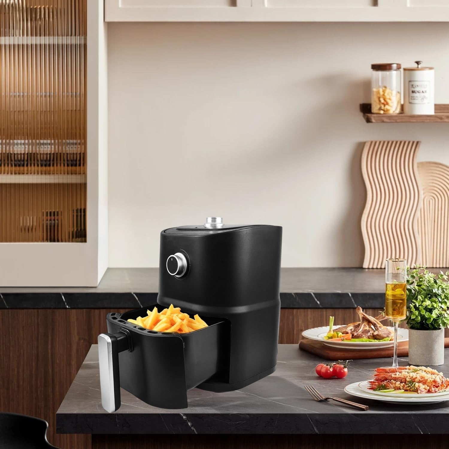 3L Compact Air Fryer 5-in-1 Oven Extra Crisp Low-Fat Cooking Non-Stick Dishwashe