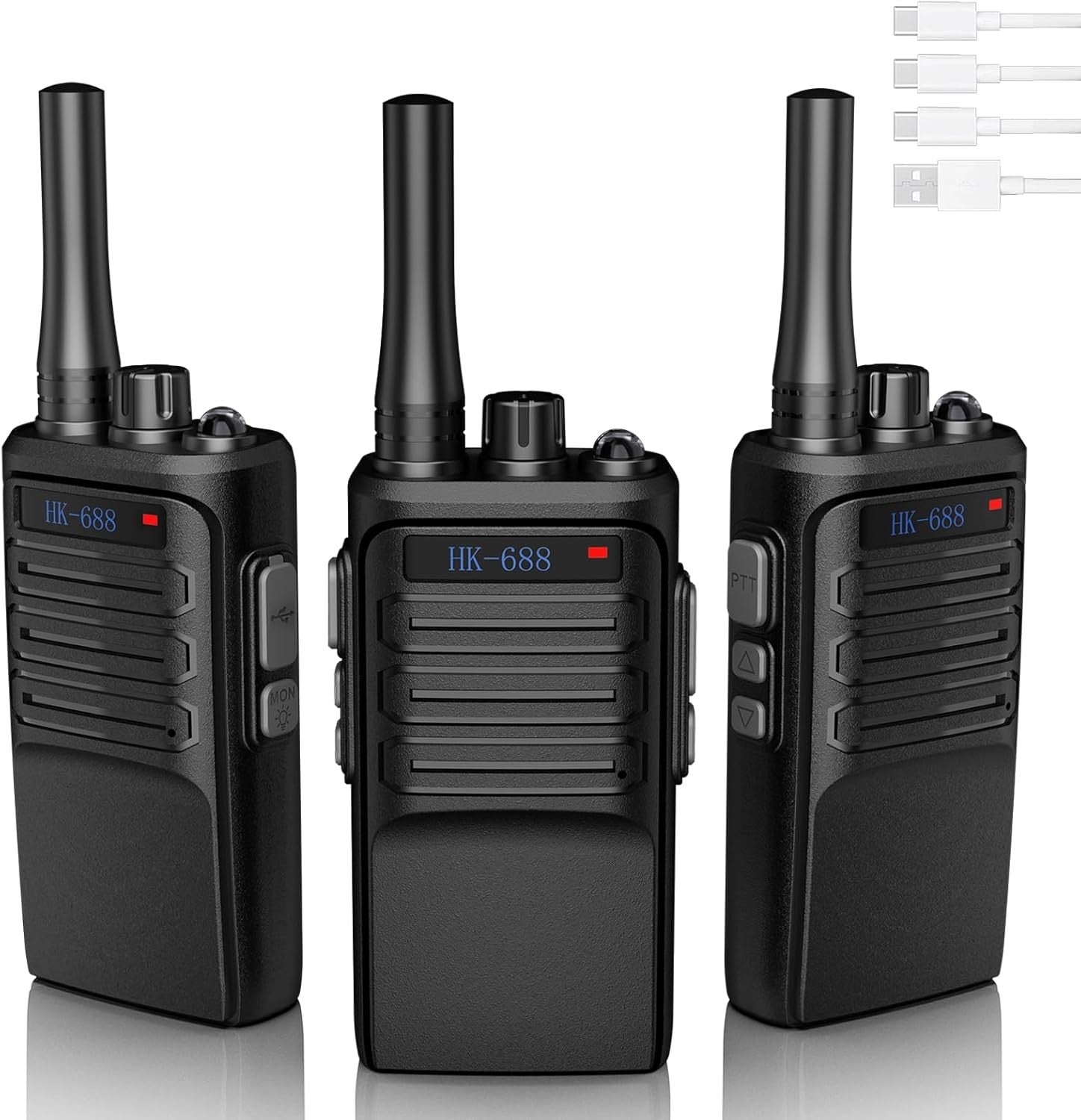 Walkie Talkies Long Range Rechargeable 3 Pack 16 Channel USB-C Radio