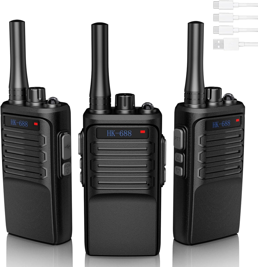 Walkie Talkies Long Range Rechargeable 3 Pack 16 Channel USB-C Radio