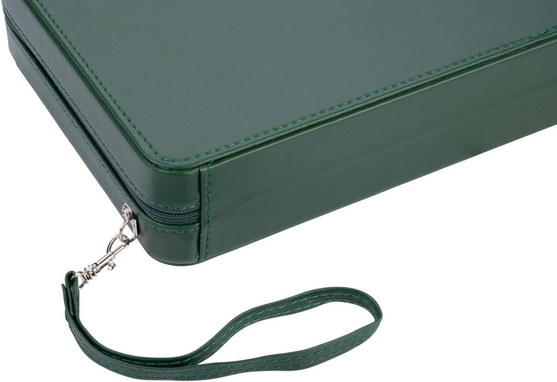 Travel Backgammon Set 9in Zip Pouch Leather Portable Board Game