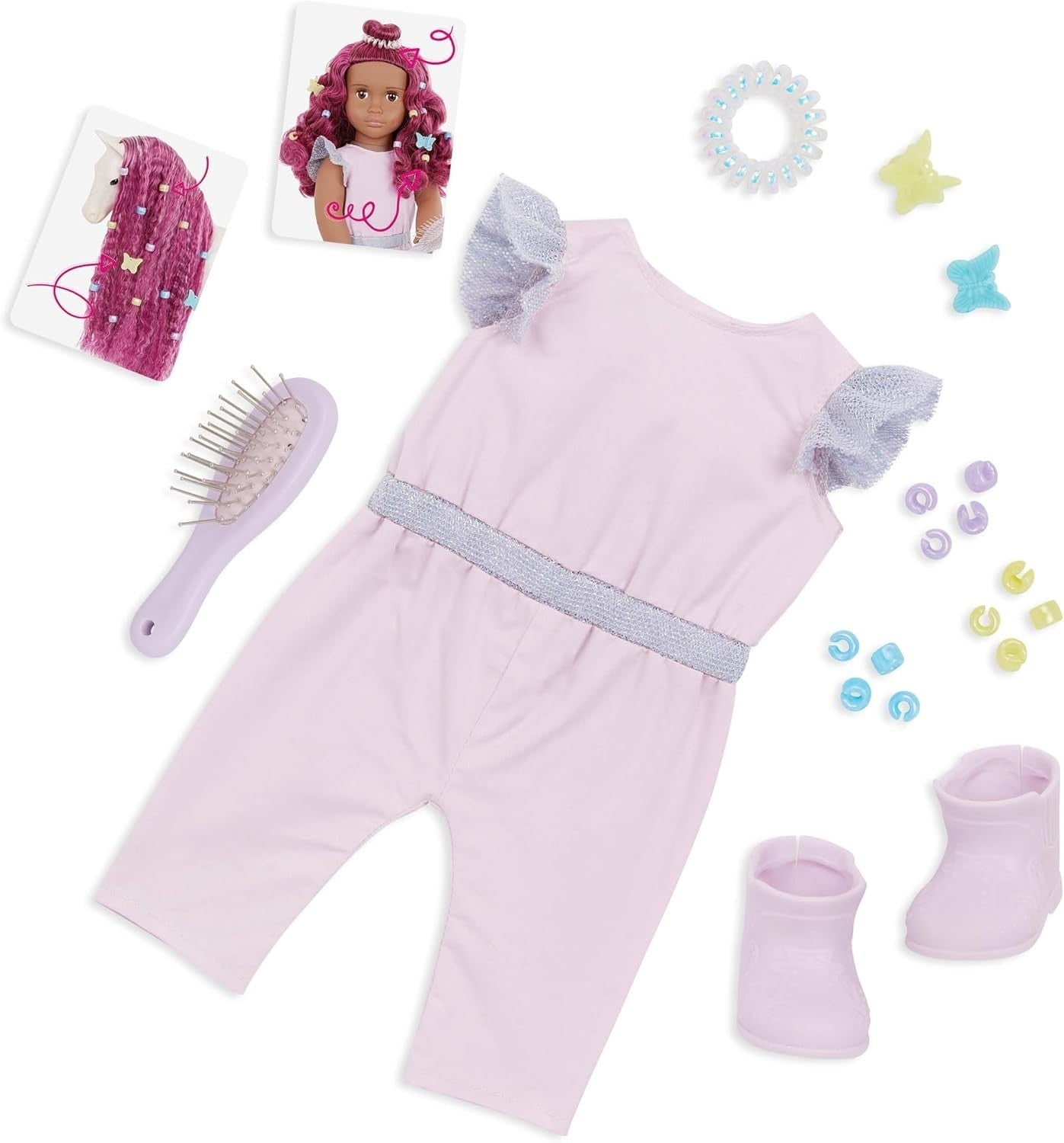 18-Inch Doll & Foal Set Fuchsia Hair Grooming Accessories Soft Body