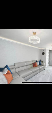 Modern Large Grey Leather Corner Sofa Modular (PTP)