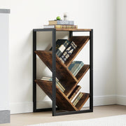 5 Tier Tree Bookshelf Small Rustic Bookcase CD Rack Storage Unit 38x28x65cm