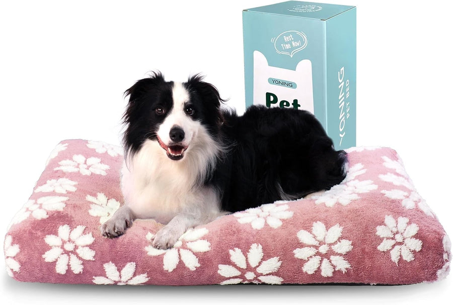 Large Dog Bed 89x56cm Washable Crate Mattress Pink