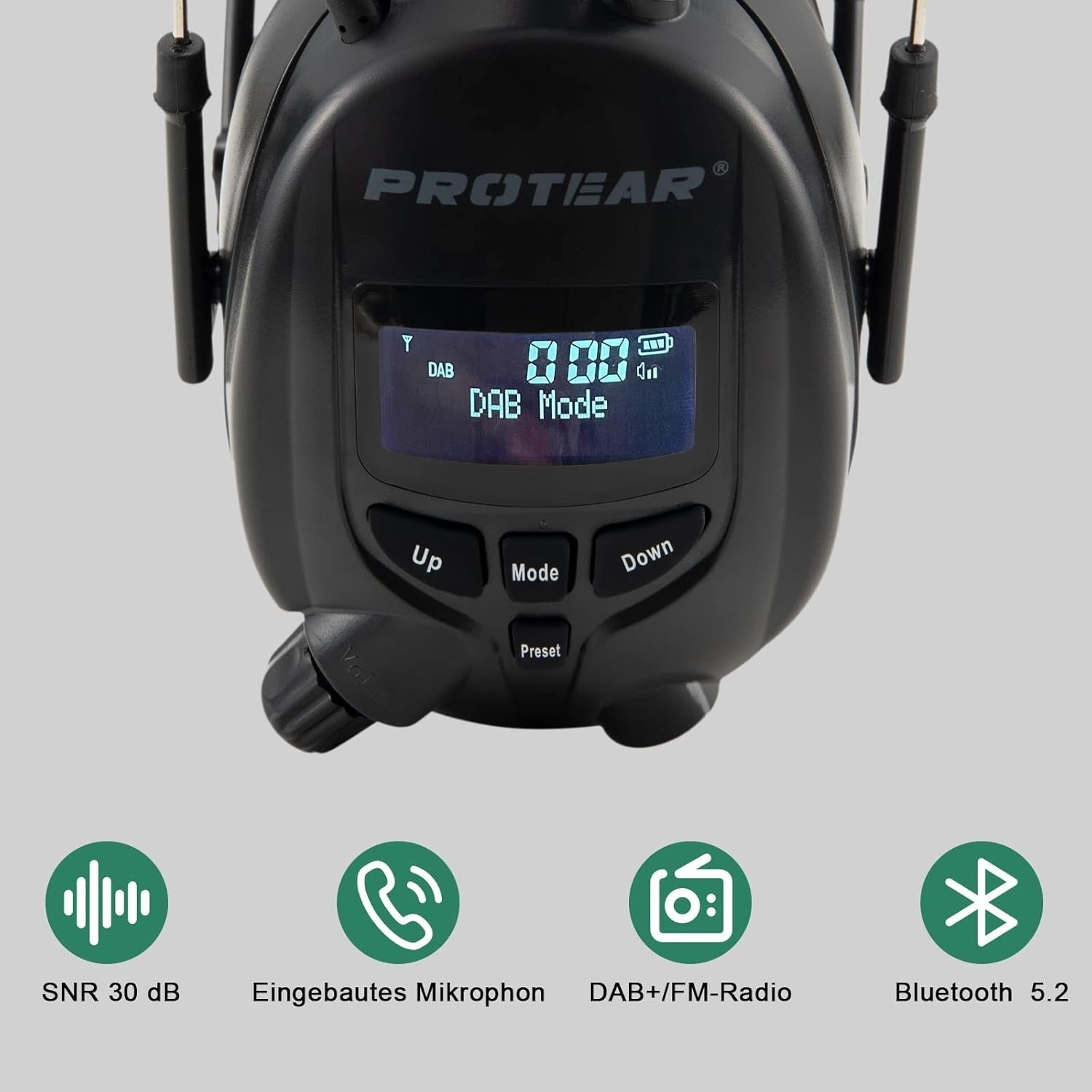 Ear Defenders with DAB+/FM Radio & Bluetooth 5.3 Wireless Safety SNR 30dB