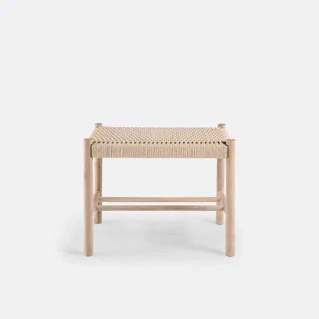 Natural Wood Woven Corded Bench Stool Seat Hallway Entryway 56x45x35cm