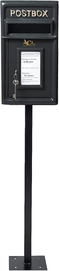 Lockable Cast Iron Mailbox Black | Heavy Duty Wall Mount Post Box | Weatherproof