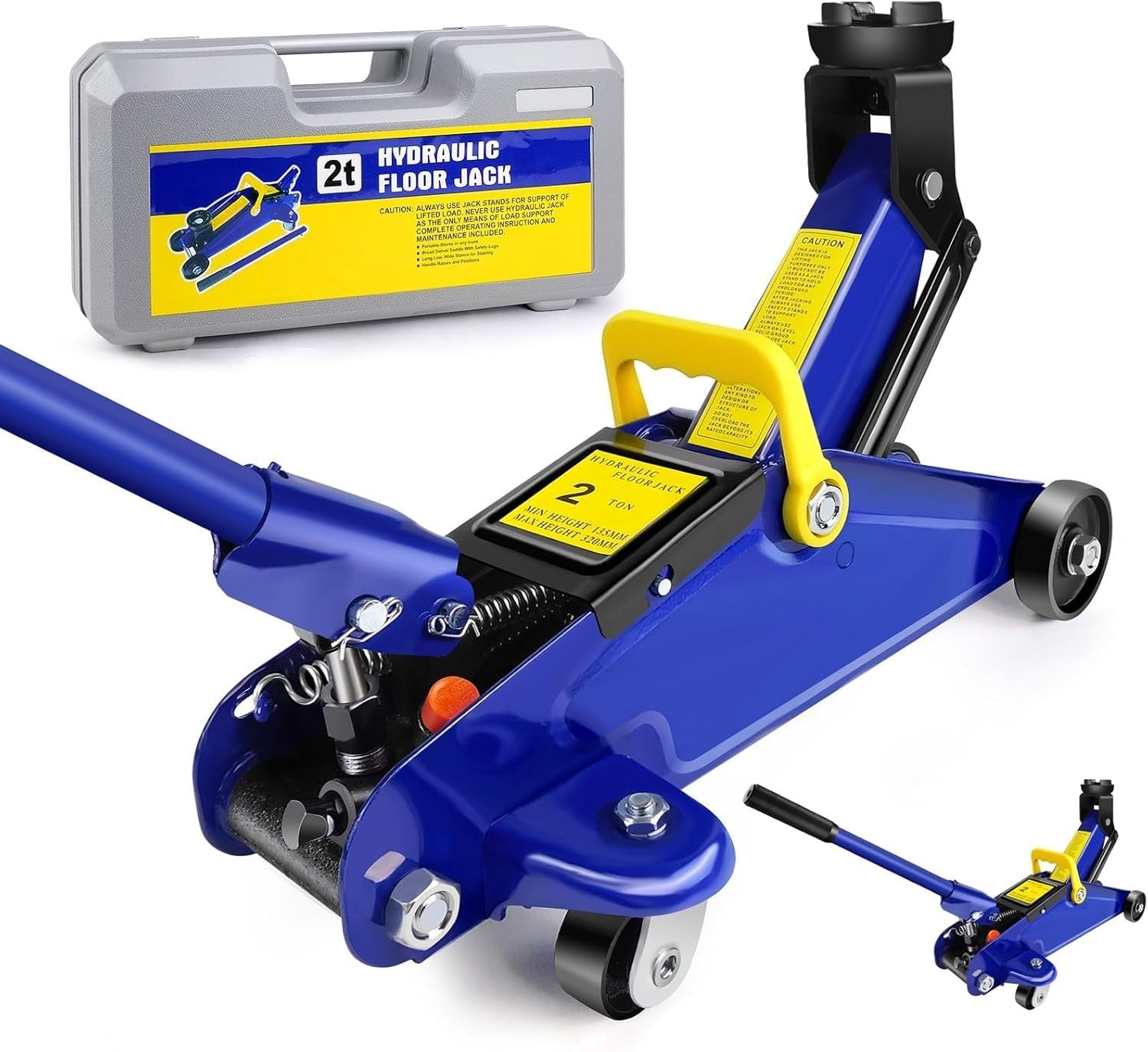 2 Ton Low Profile Hydraulic Floor Jack with Case 135–320mm Heavy Duty Car Lift