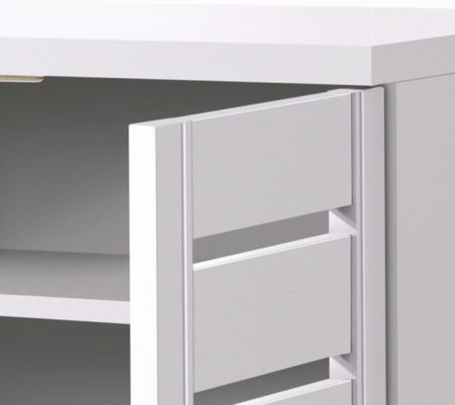 White Shoe Cabinet 3 Door 5 Tier Cupboard Storage Unit Modern 114cm Wide