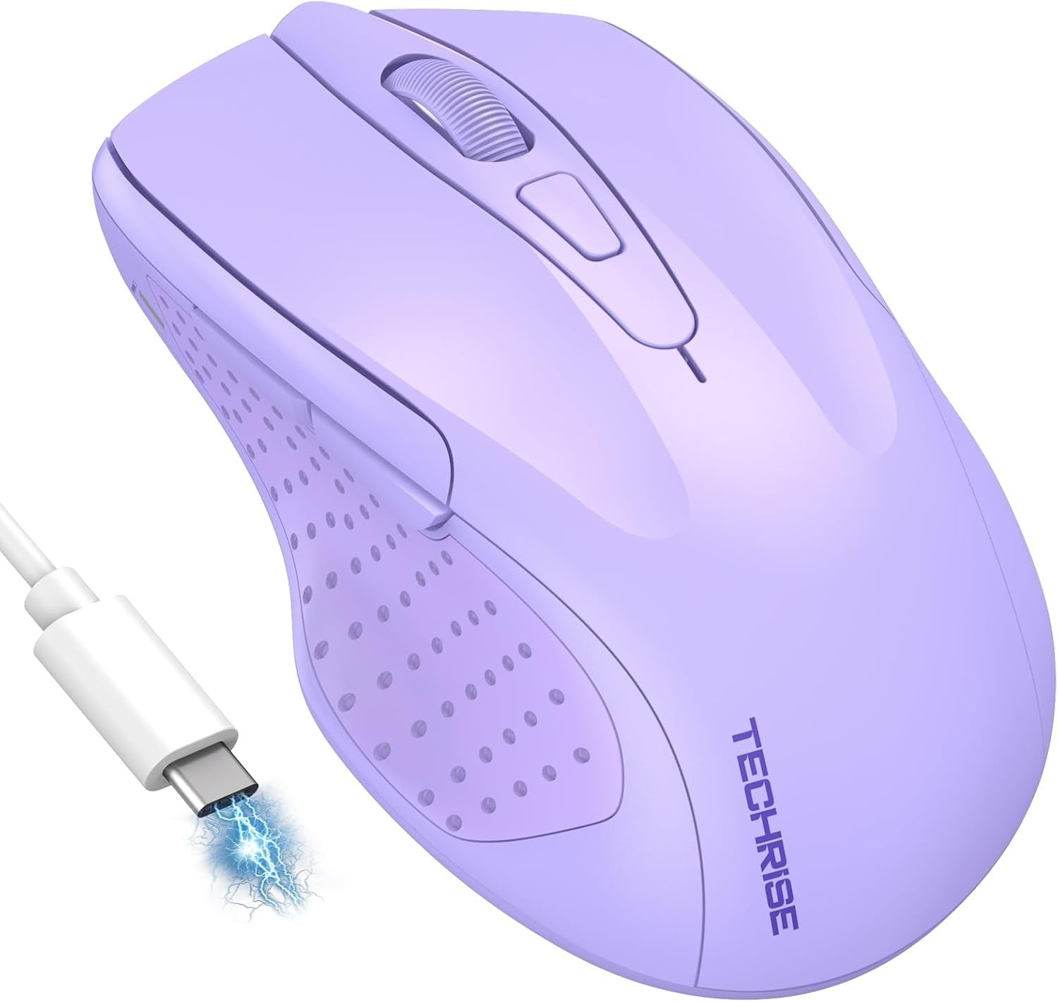 Silent Rechargeable Bluetooth Mouse 4800 DPI Ergonomic Light Purple Laptop PC