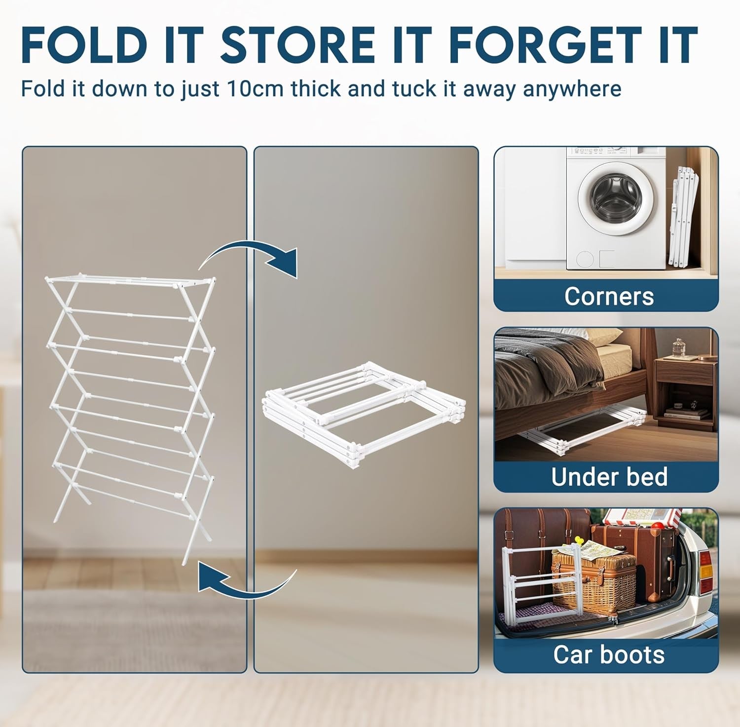 4 Tier Extendable Clothes Airer Folding Laundry Drying Rack Indoor Outdoor