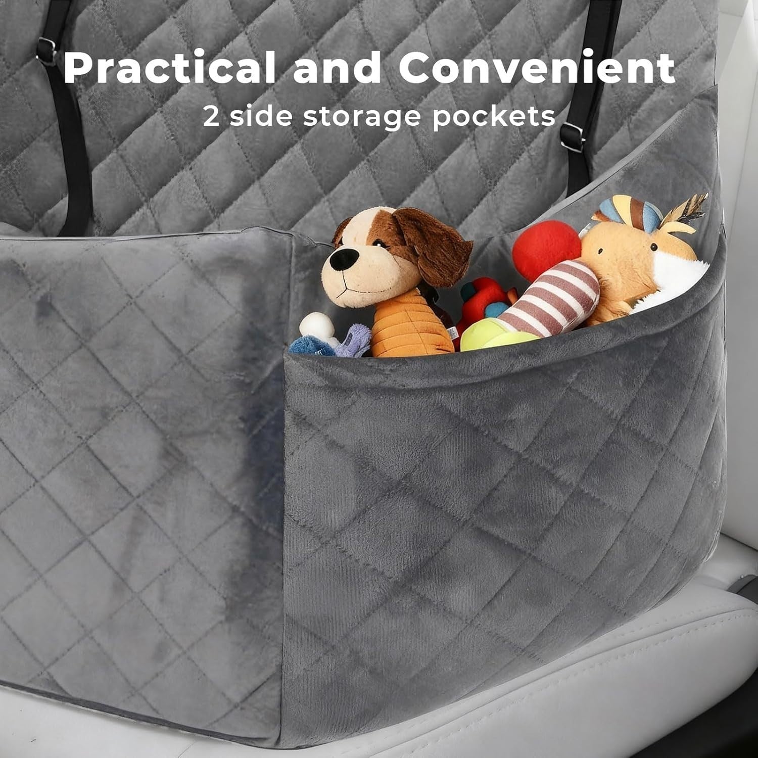 Large Dog Car Seat Bed Memory Foam Booster Travel Bed Up to 55lbs