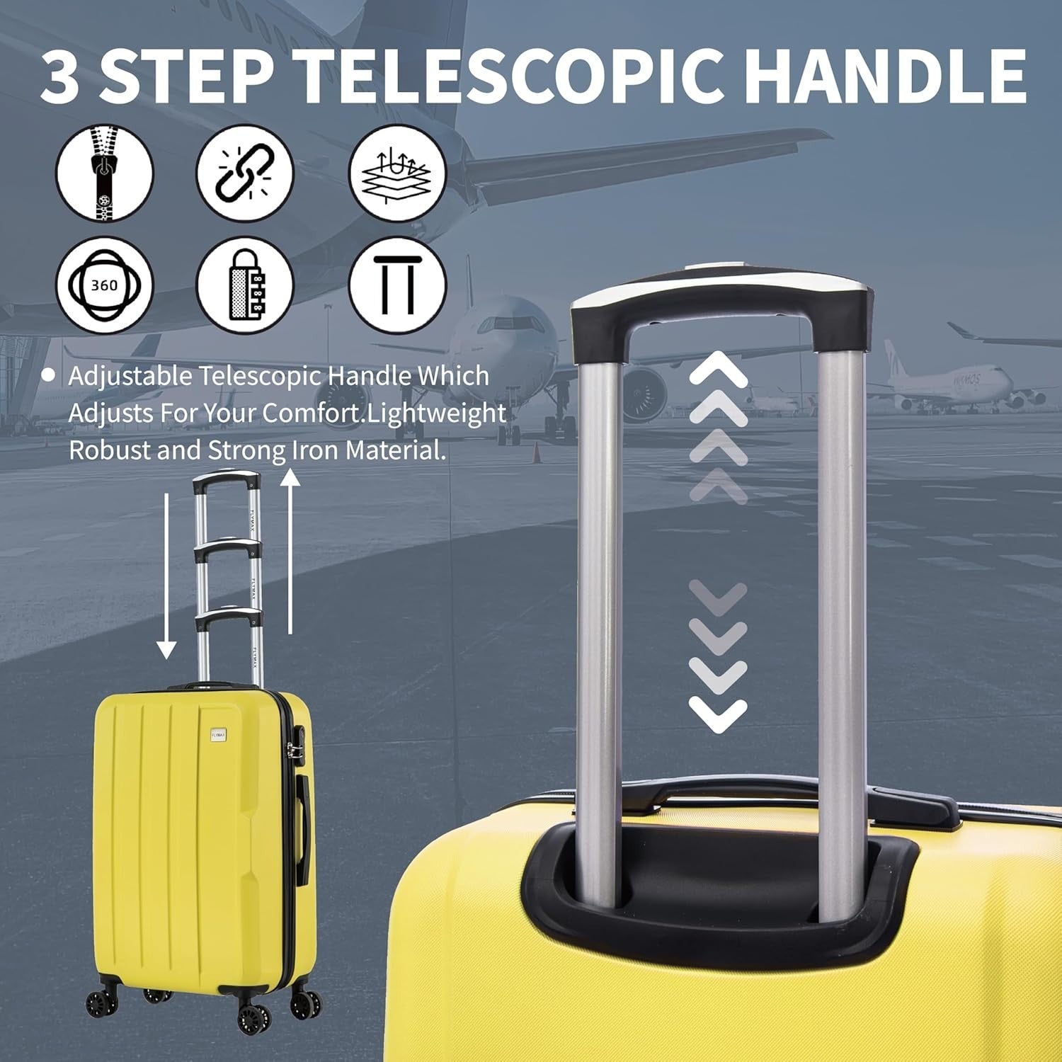 2 Piece Travel Case Set Cabin & Medium ABS Hard Shell 4 Wheel Spinner