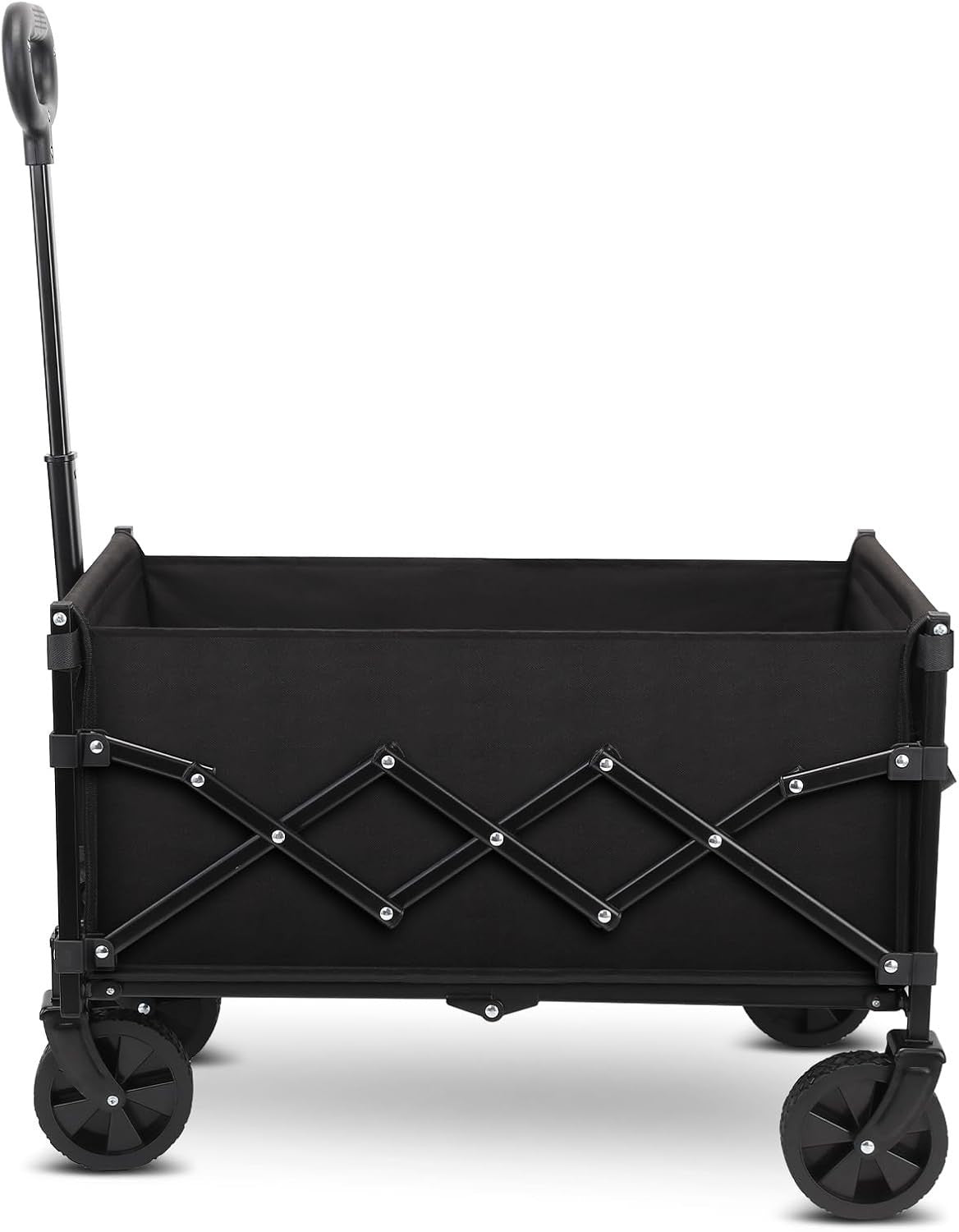 70L Foldable Utility Wagon Cart All-Terrain Wheels Telescopic Handle Black
