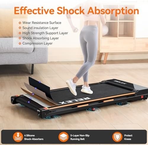 Under Desk Walking Pad 2.5HP Incline Compact Treadmill Quiet 6km/h Fitness