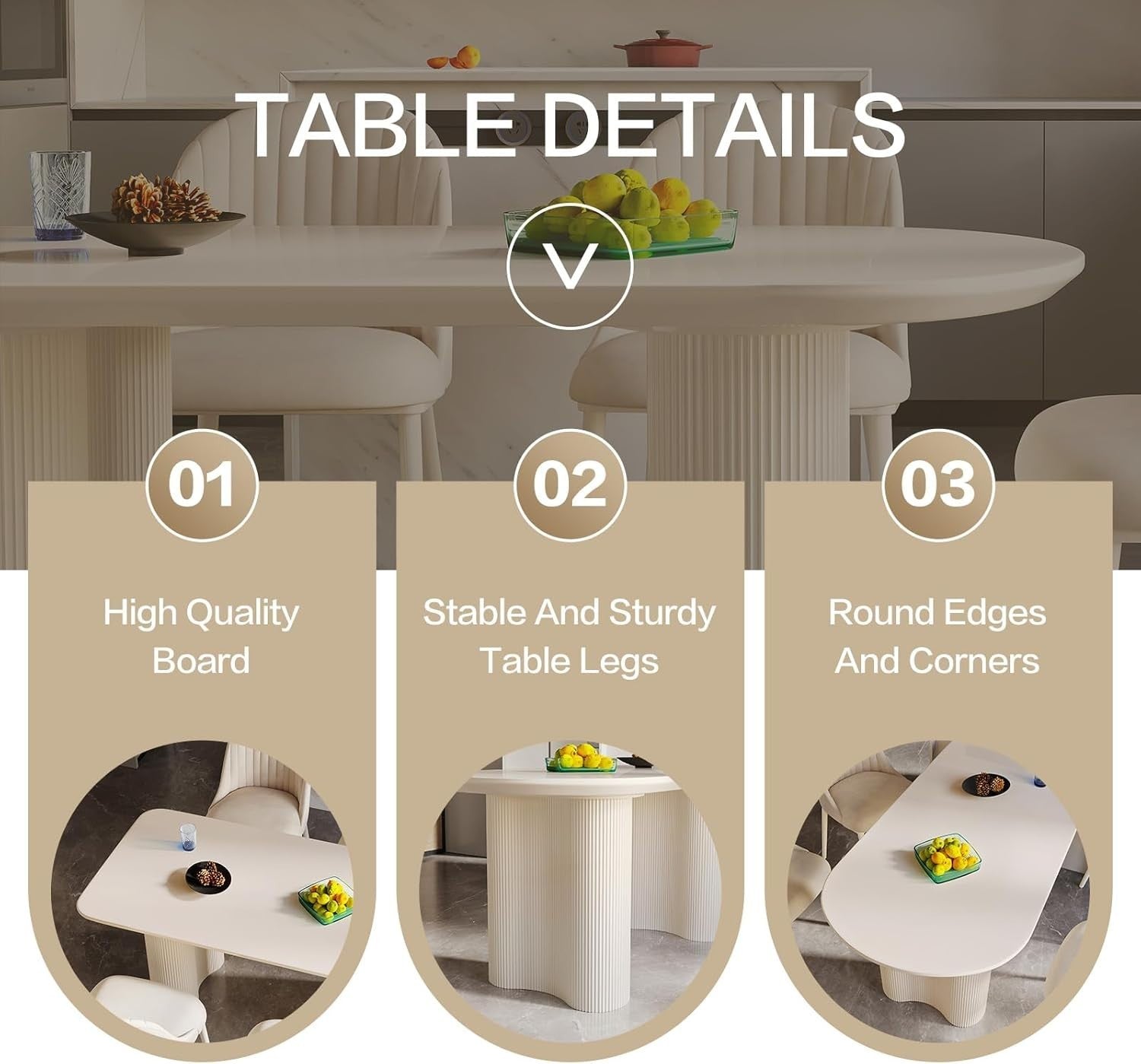 Modern White Oval Dining Table 4-6 Seater Wavy Leg Kitchen 140cm
