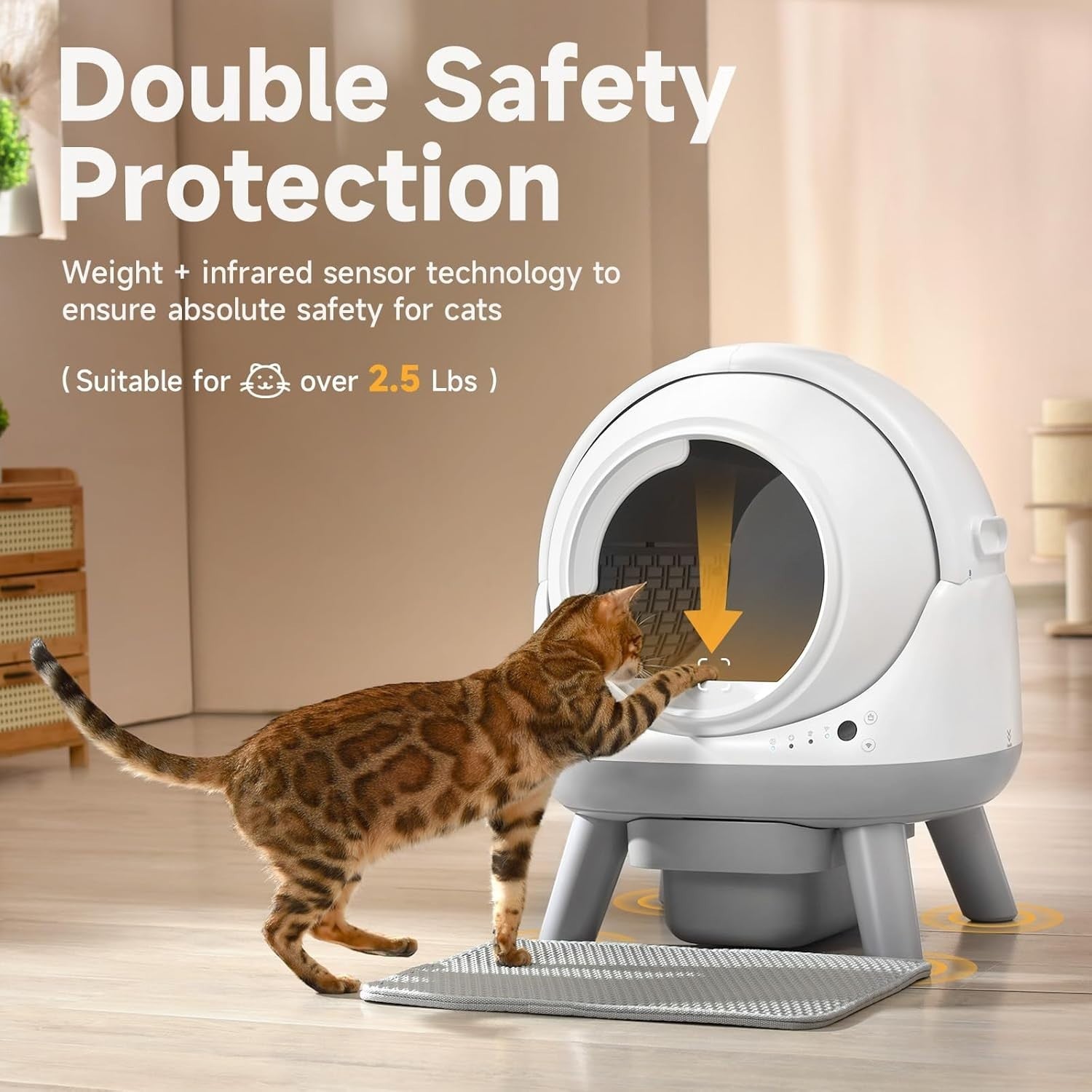 Automatic Self Cleaning Cat Litter Box Smart App Control Odor Free Tray