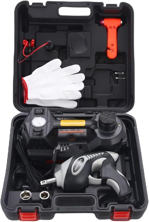 5 Ton Electric Hydraulic Car Jack 5-in-1 Kit with Air Pump & Impact Wrench