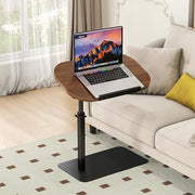C Shaped Side Table Adjustable Height Laptop Sofa Bed Table Walnut Wood