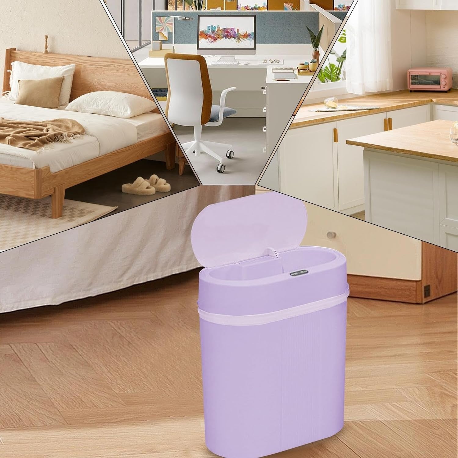 Automatic Touchless Trash Can Motion Sensor 28L Slim Purple