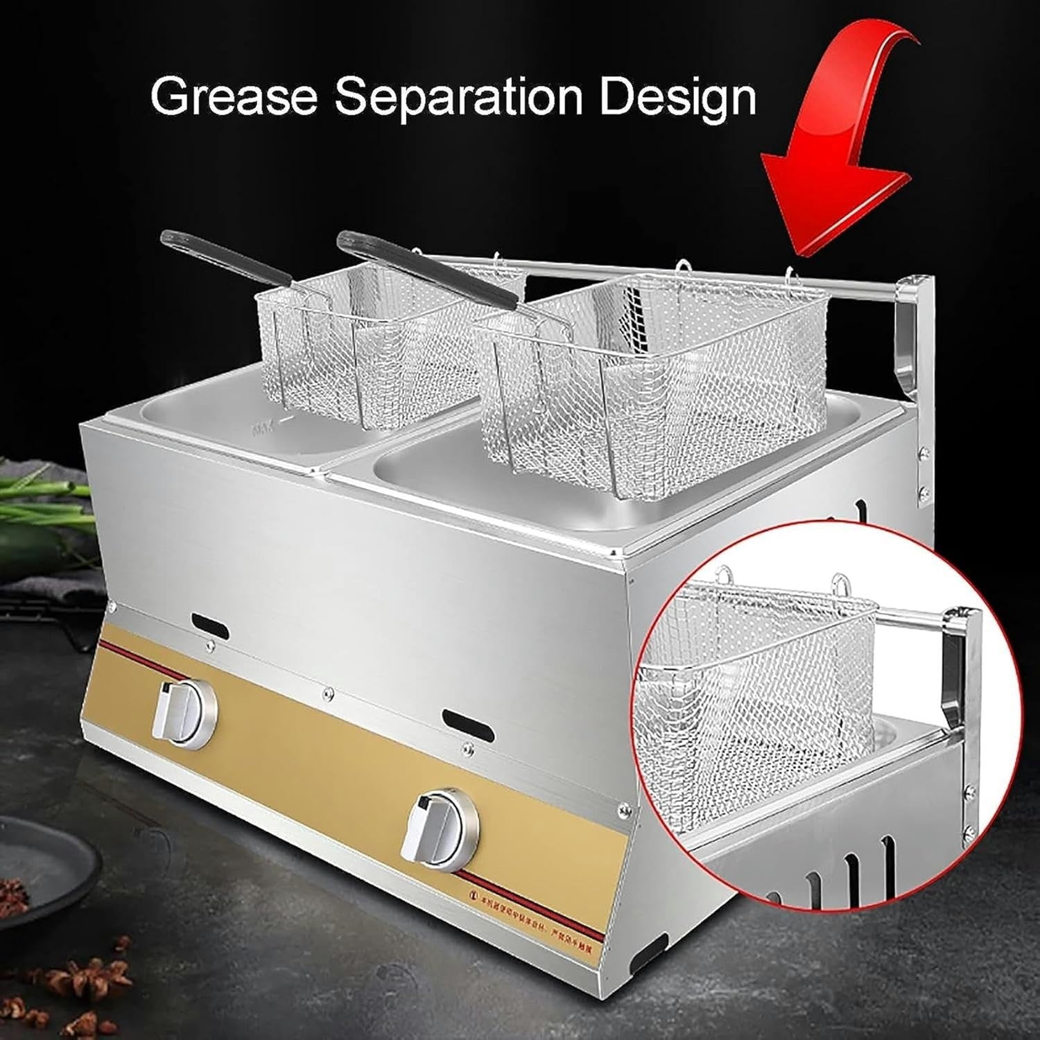 Gas Deep Fryer 10L or 20L Stainless Steel LPG Fryer Basket Lid