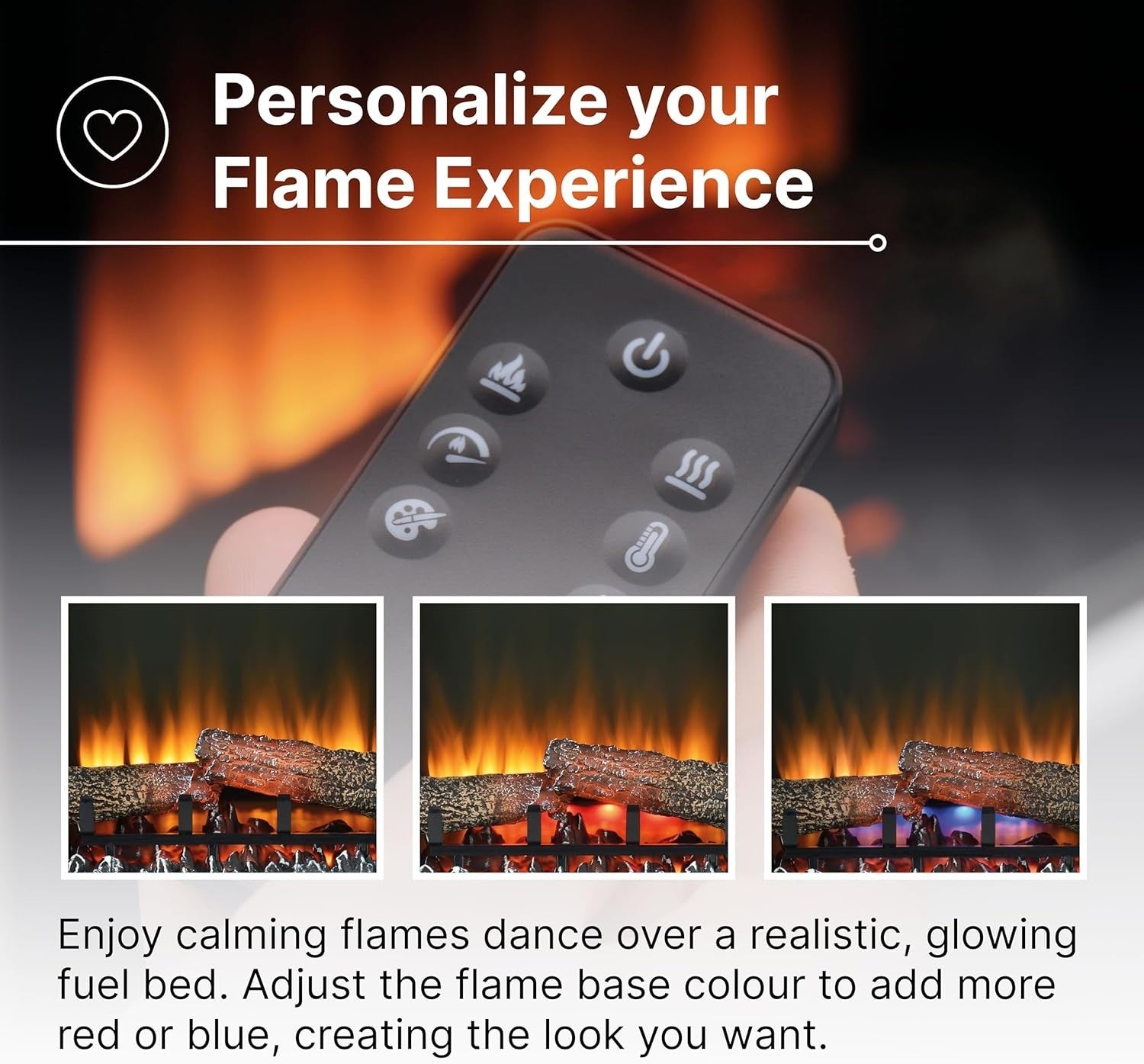 Freestanding 1.5kW Electric Fireplace Suite with Multicolor Flame & Remote
