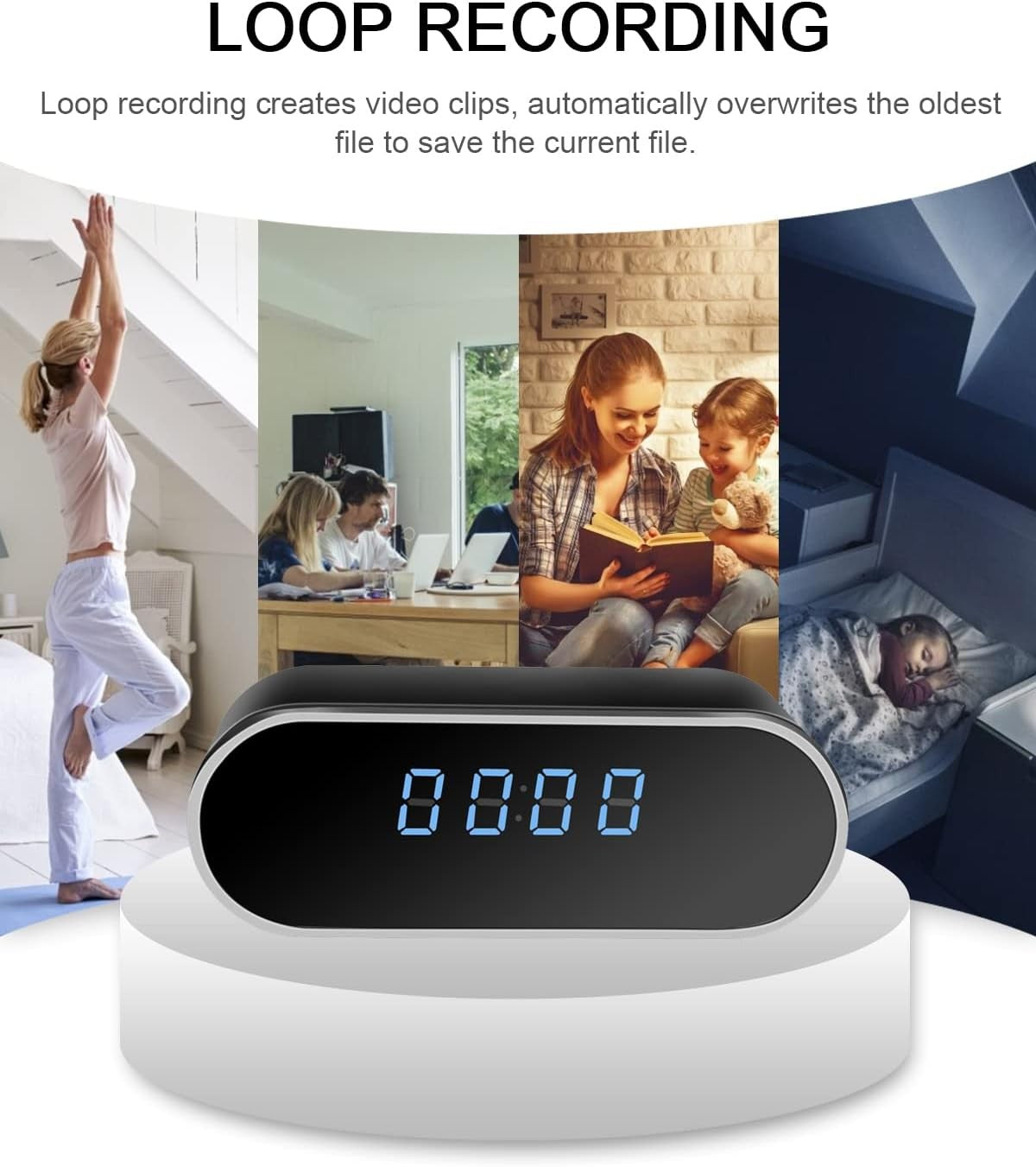 Hidden Clock WiFi 1080P  Alarm Motion Detection Night Vision