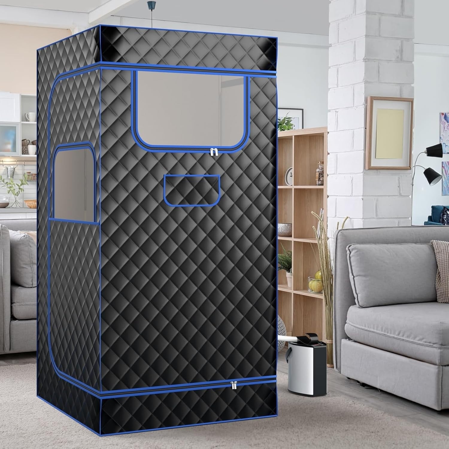 Portable Home Steam Sauna Tent w/ 3L Steamer – Full Body Detox Spa (Black)