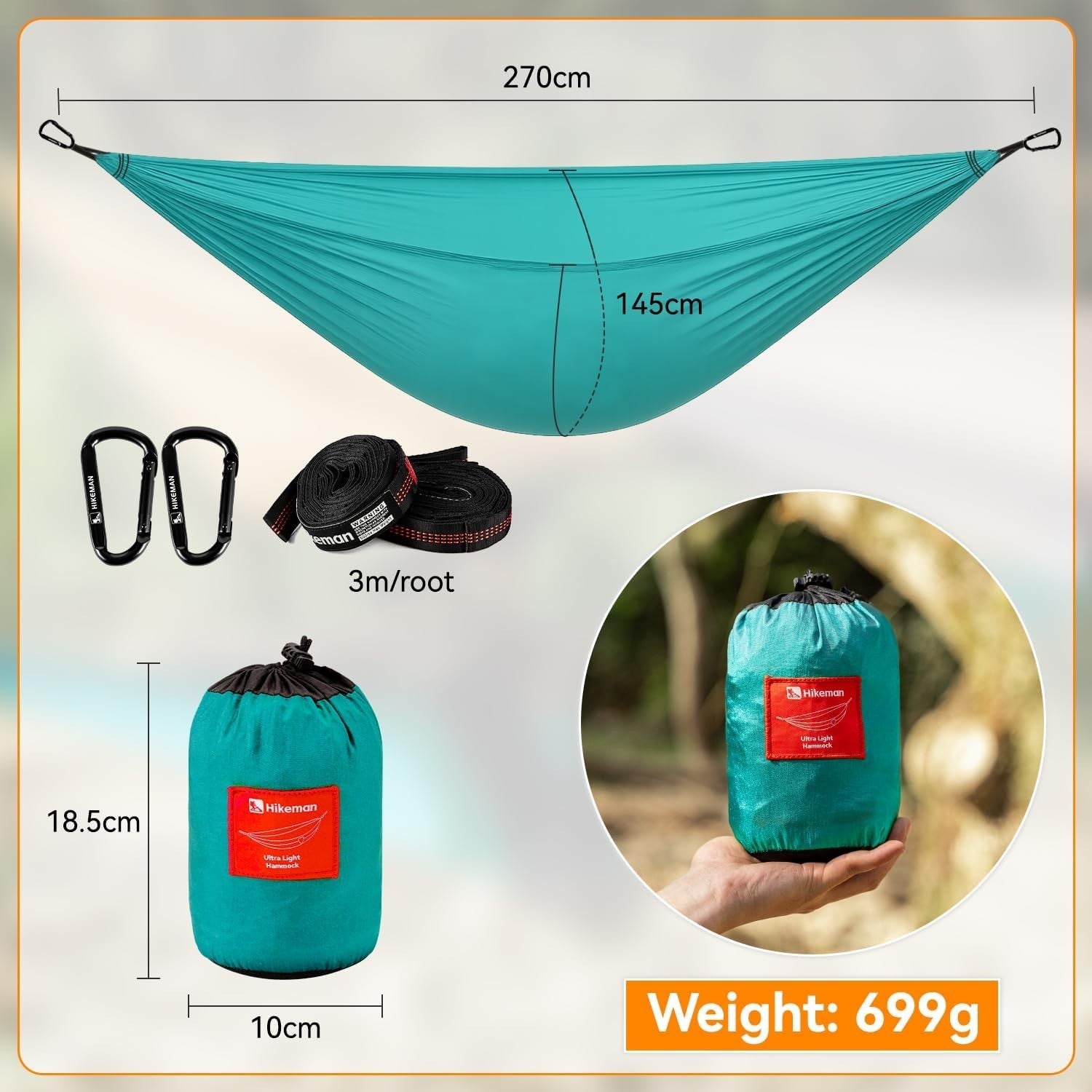 Ultralight Camping Hammock with Straps | Compact Travel Bed for Hiking