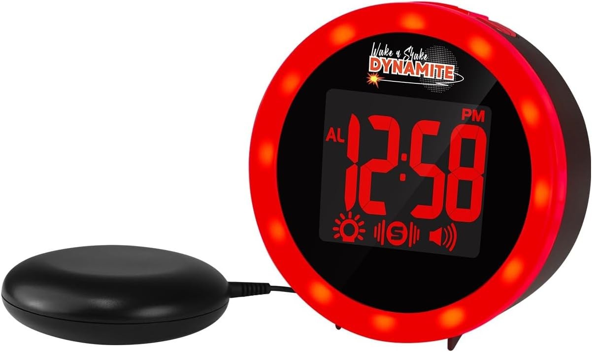 Black Extra Loud Vibrating Alarm Clock Bed Shaker Flashing Light USB