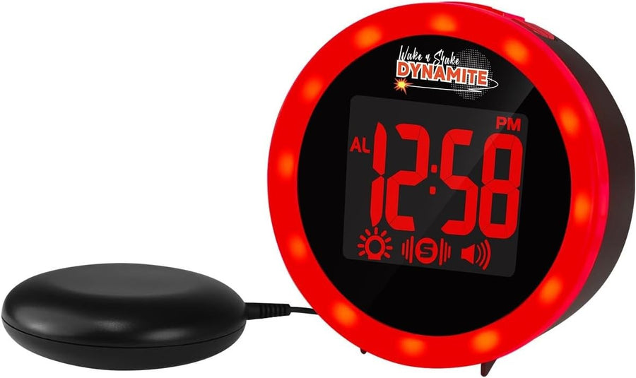 Black Extra Loud Vibrating Alarm Clock Bed Shaker Flashing Light USB