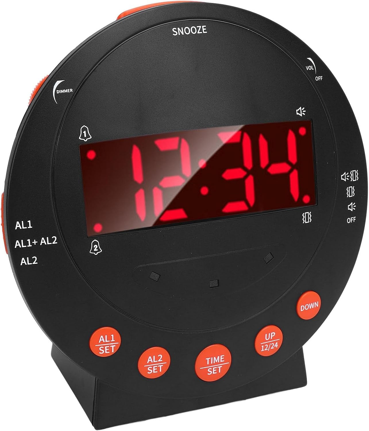 Extra Loud Alarm Clock Bed Shaker Heavy Sleepers Large LED Touch Screen