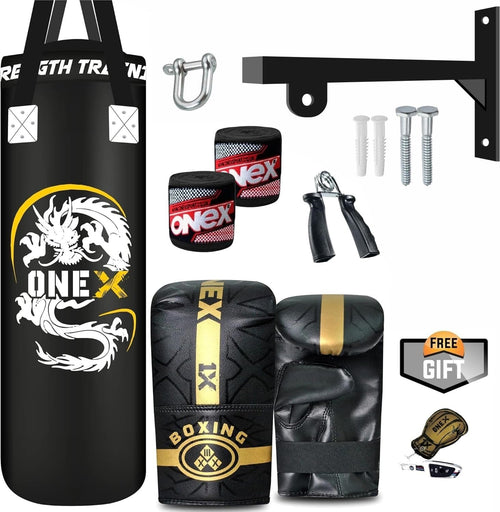 3ft Heavy Filled Boxing Punch Bag Set Gloves Bracket MMA Training