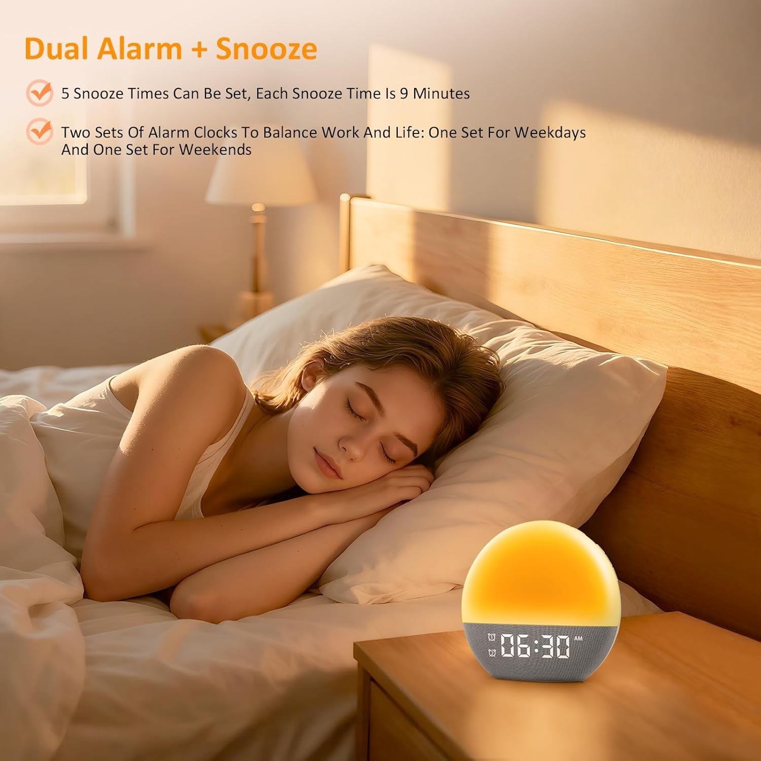 Sunrise Alarm Clock Wake Up Light Heavy Sleepers 25 Sounds Night Lamp White