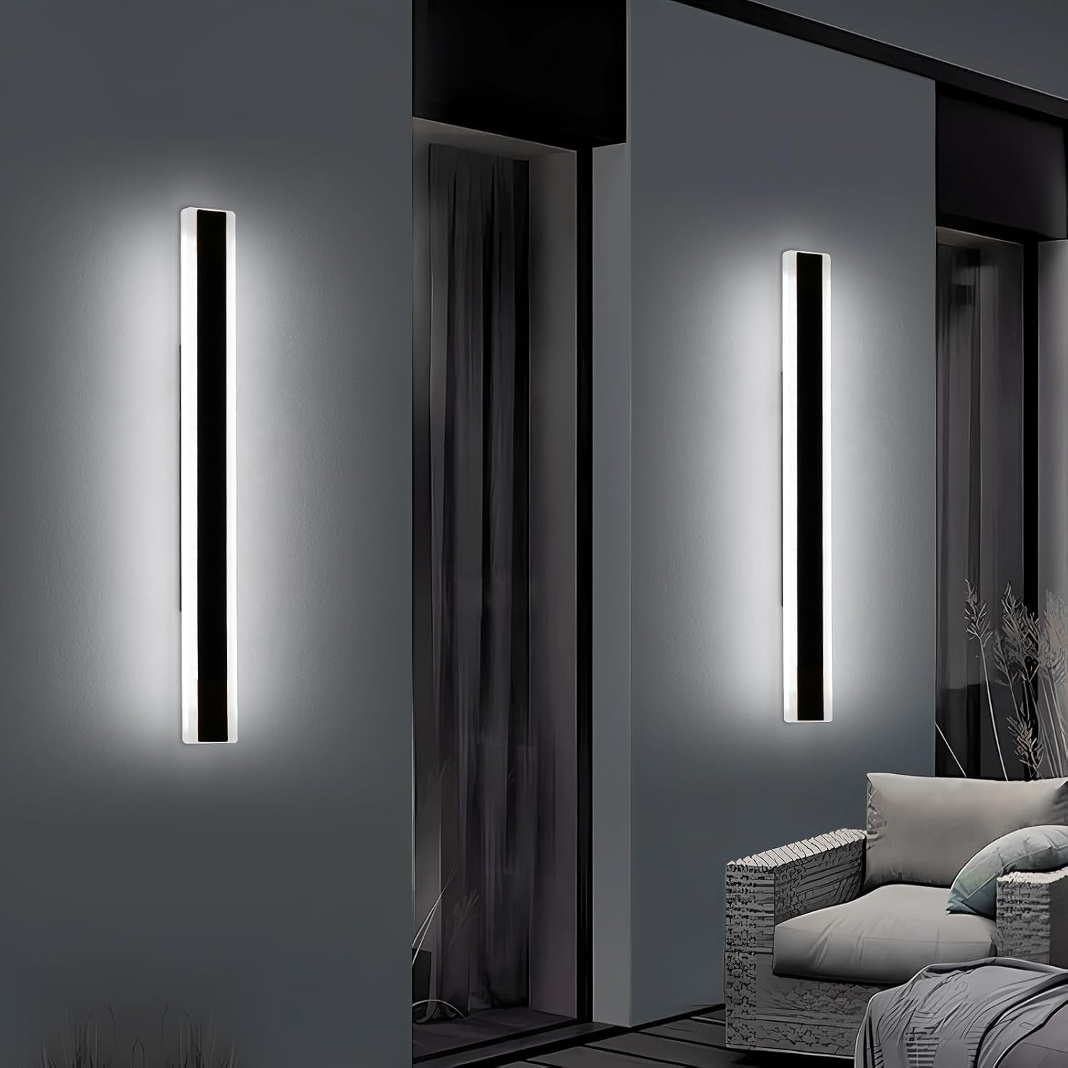 Outdoor LED Wall Light 80cm Cool White, Waterproof, Modern Garden Sconce