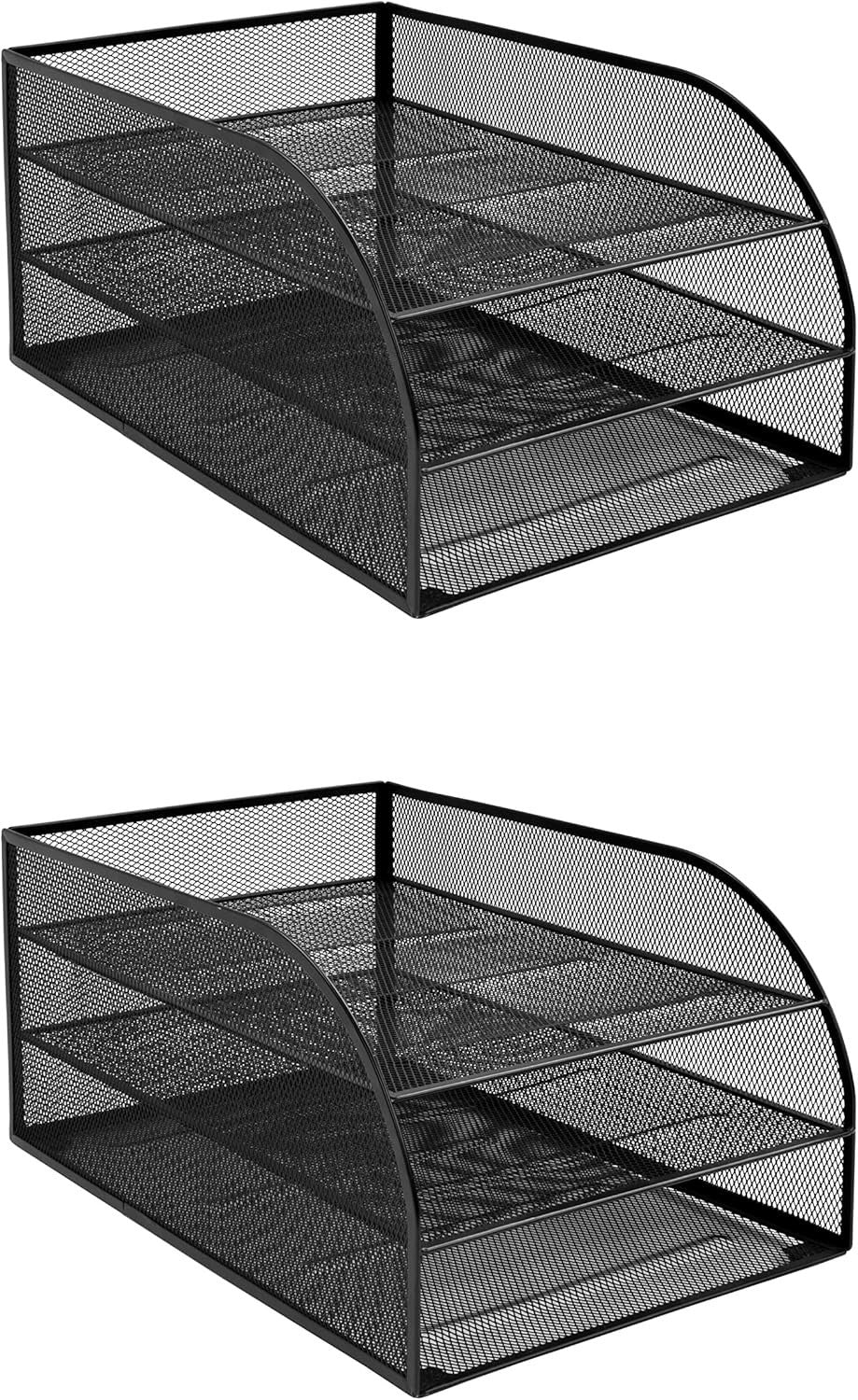 Black Wire Mesh Desk Organiser 2-Tier Document Tray A4 Filing