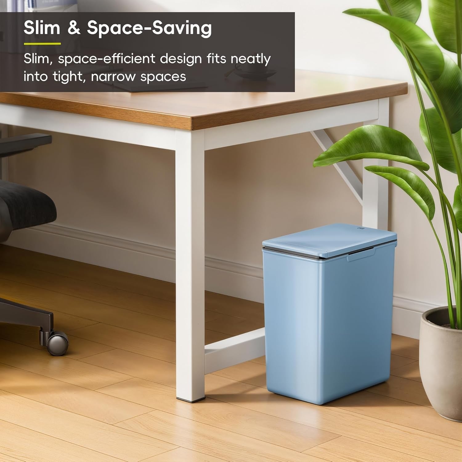 20L Slim Kitchen Recycling Bin Touch Top Lid Plastic Waste Rubbish Blue