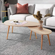2pc Nordic Modern Coffee Table Nesting Set Wood Metal Legs Living Room Accent