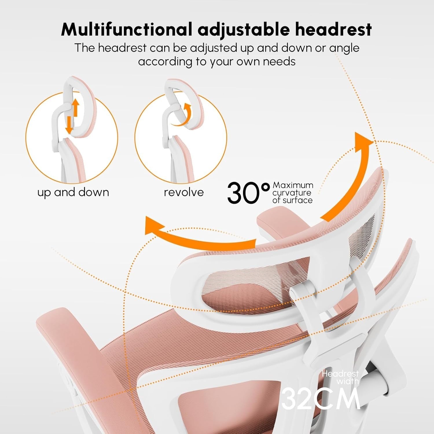 Ergonomic Office Chair Mesh Pink Gaming Desk Chair Retractable Footrest