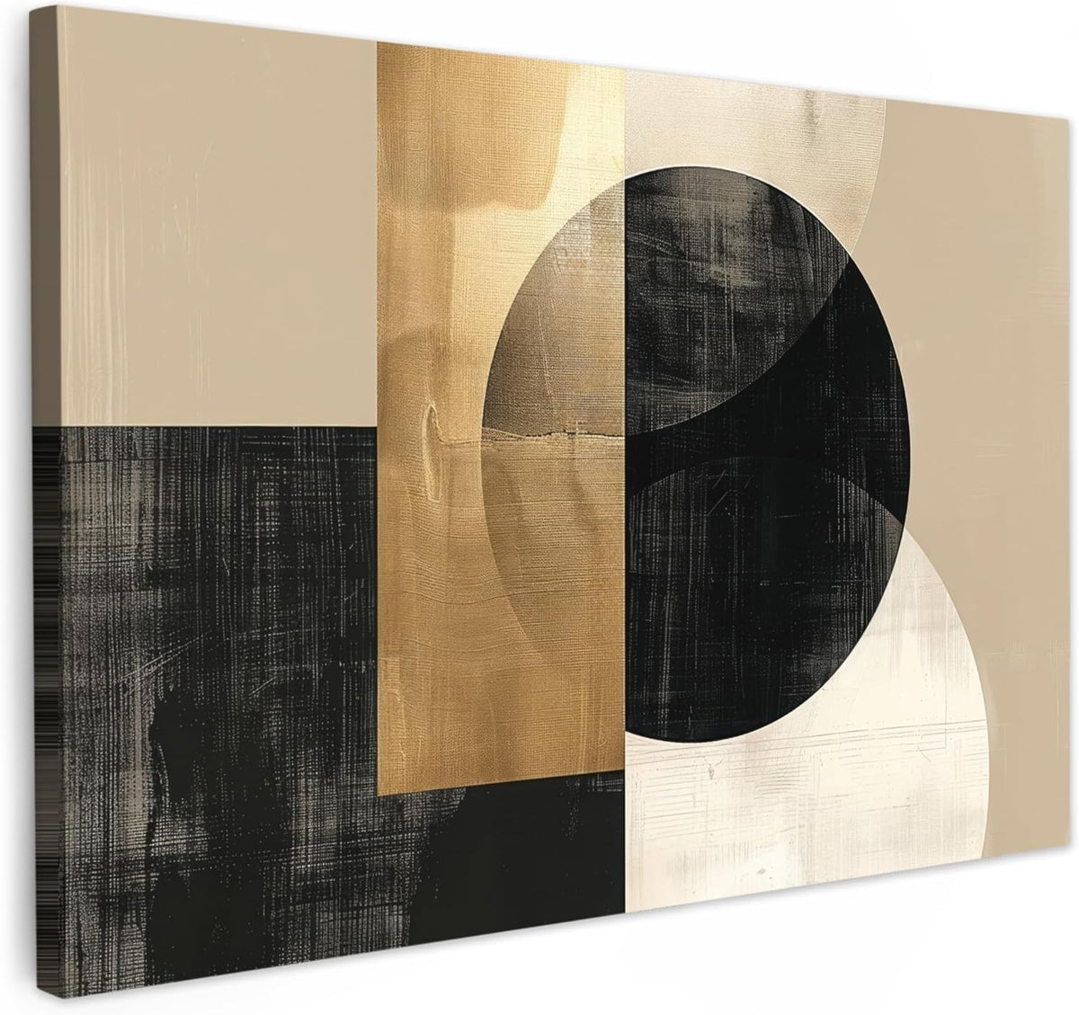 Abstract Gold Black Canvas Wall Art 60x40cm Framed Modern