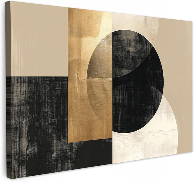 Abstract Gold Black Canvas Wall Art 60x40cm Framed Modern
