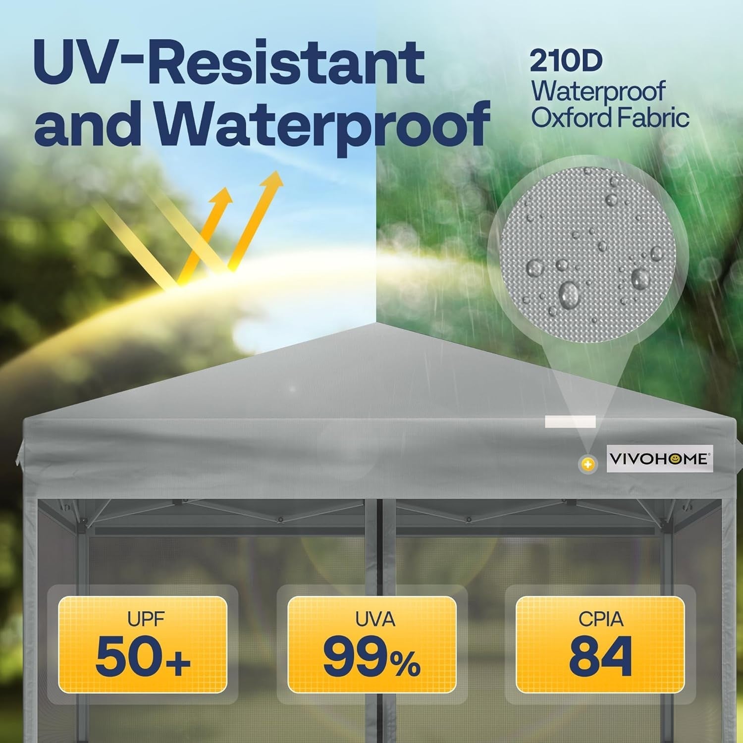 3x3M Grey Pop Up Gazebo With Mosquito Net Waterproof Outdoor Tent