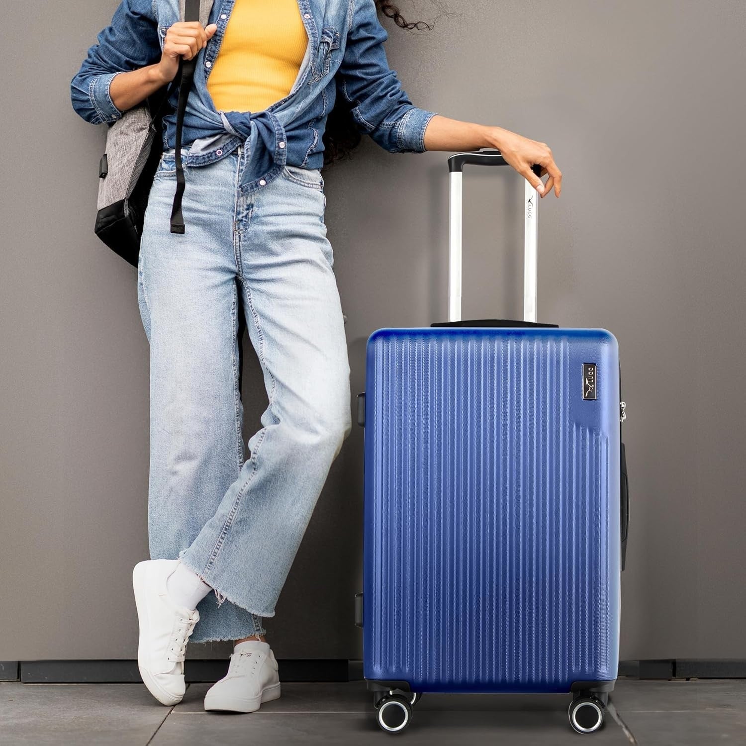 24in Vacay Hold Luggage ABS Hard Shell Suitcase TSA Indent Lock Spinner