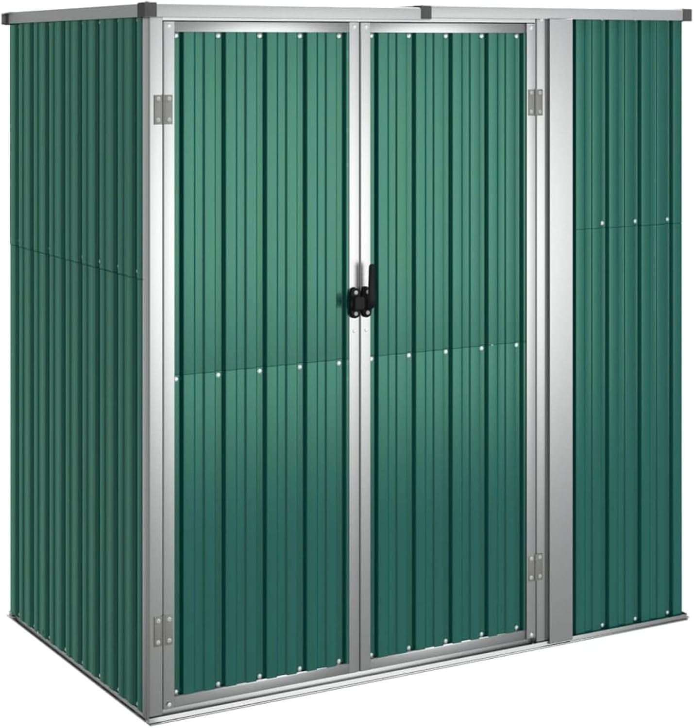 Outdoor Metal Storage Shed Garden Tool House with Sloped Roof & Handle 161cm