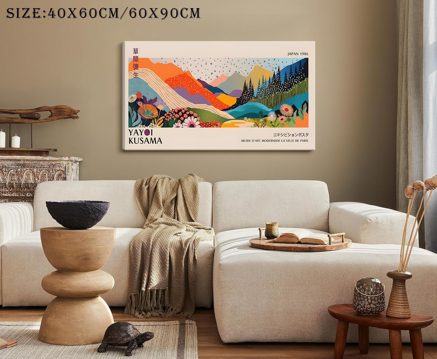 Japanese Botanical Canvas Wall Art 24x36in Framed