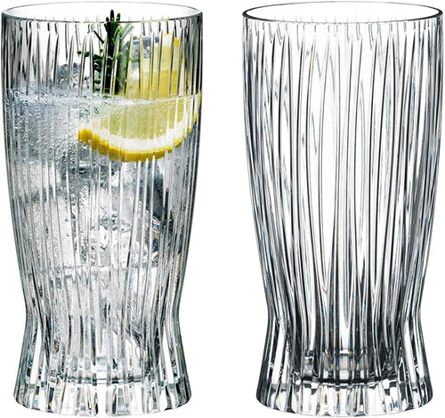 Crystal Longdrink Glasses Set of 2 | 360ml Fire Design | Premium Cocktail Tumble