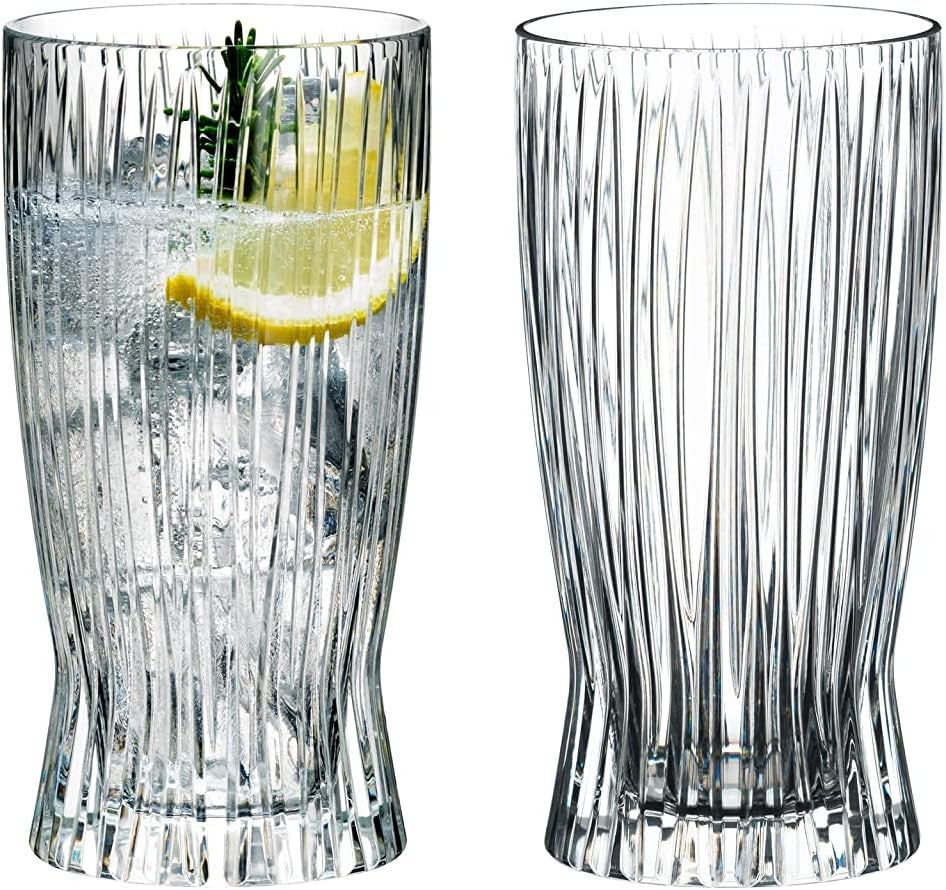 Crystal Longdrink Glasses Set of 2 | 360ml Fire Design | Premium Cocktail Tumble
