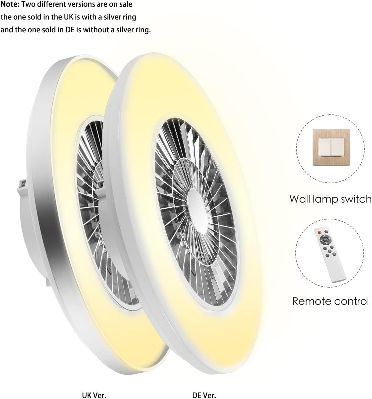 60CM LED Ceiling Light with Fan, 24 Wind Speeds, Dimmable 3000-5500K