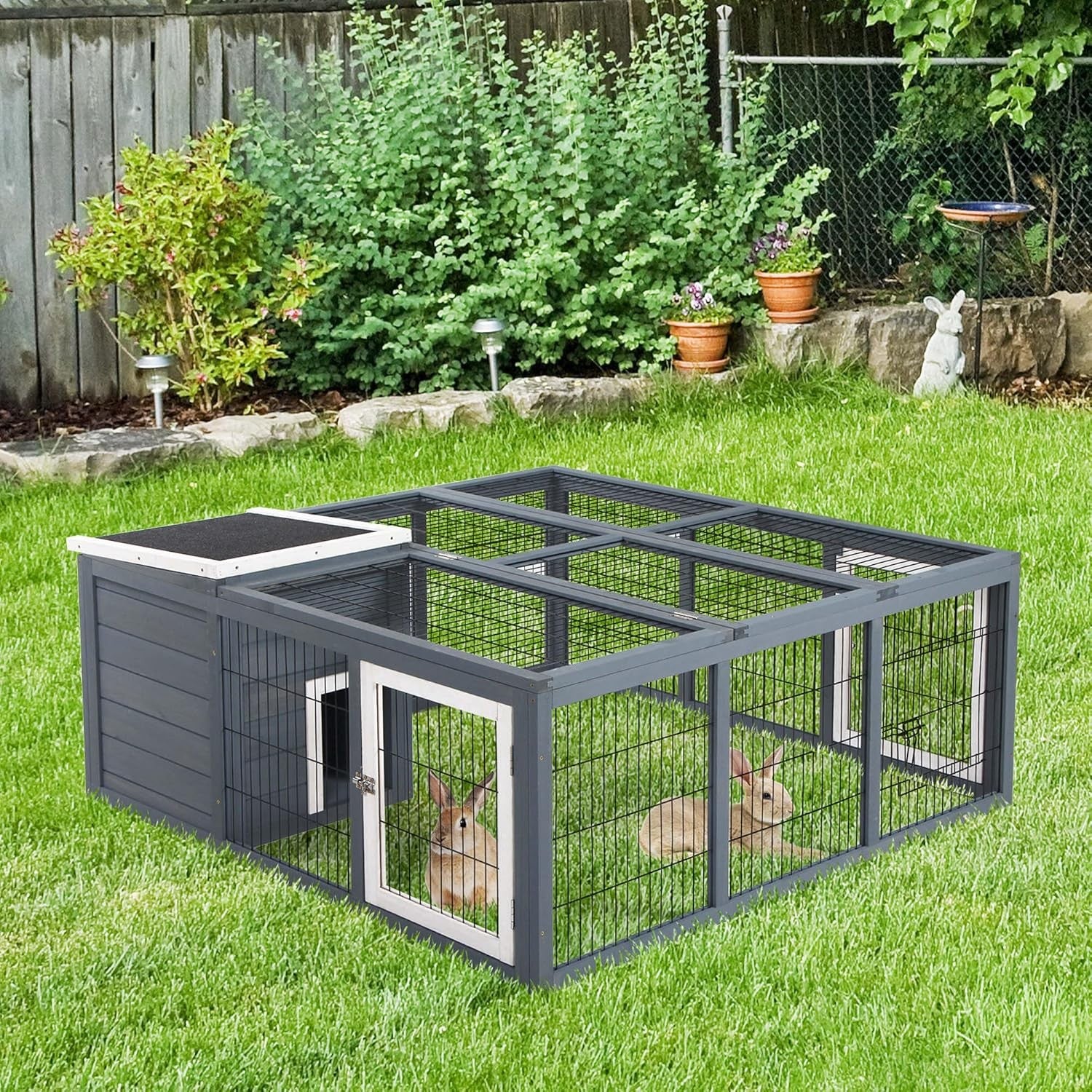 Large Rabbit Run Cage with Openable Top Outdoor Guinea Pig Enclosure