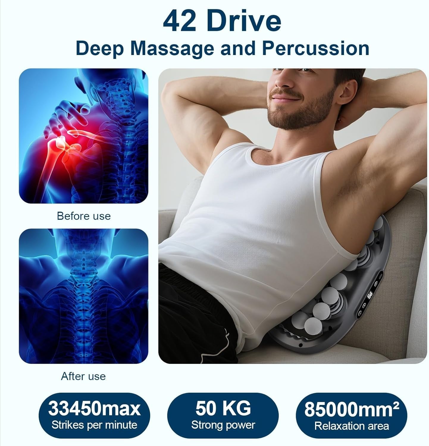 42 Head Massage Gun Deep Tissue Red Light Therapy 9 Modes Full Body